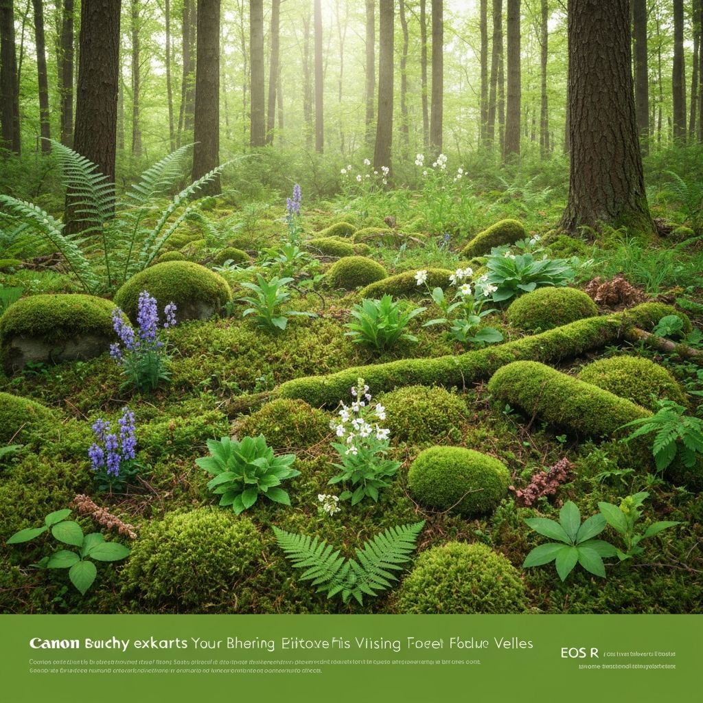 Forest plants and herbs in natural habitat